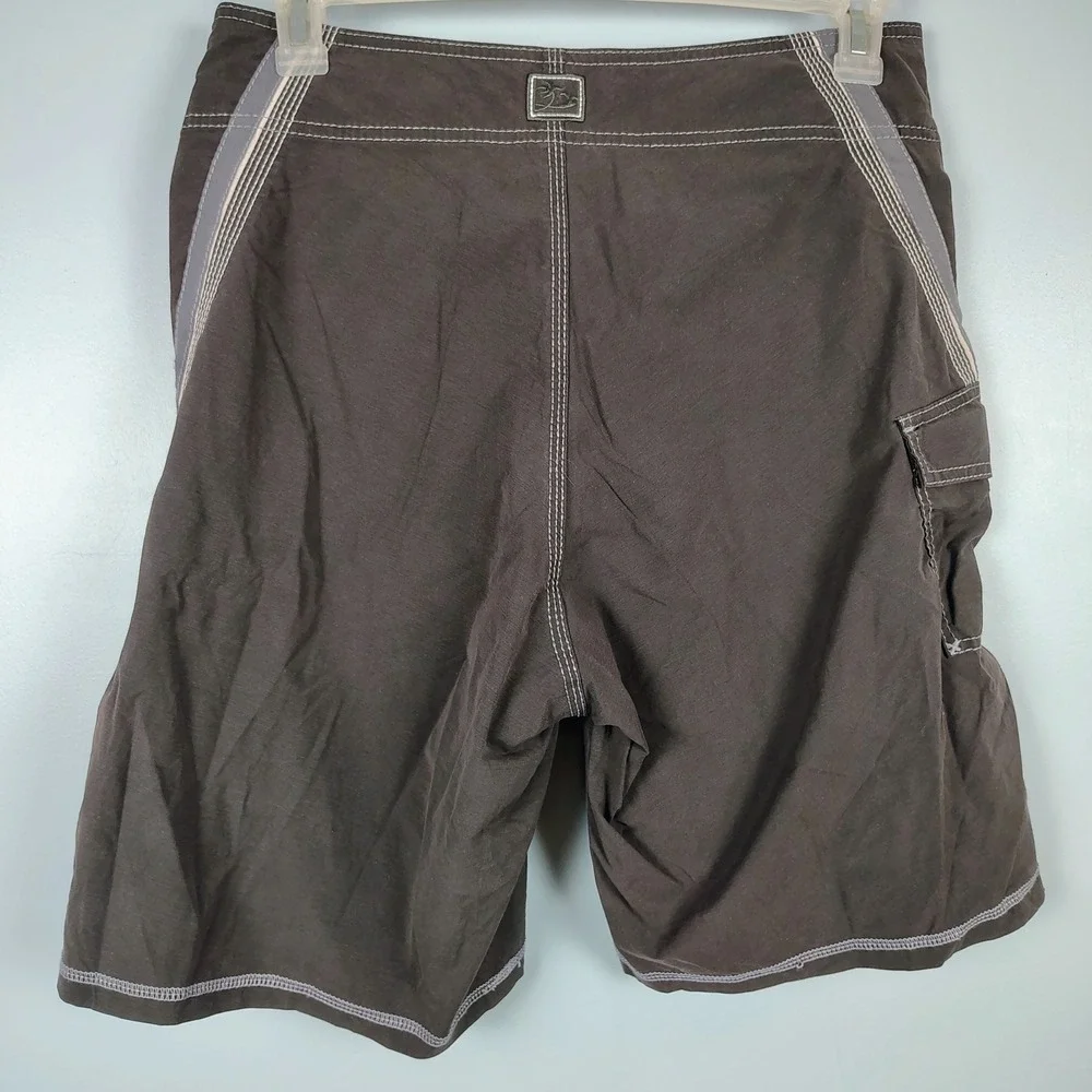 Honolua Surf Co Mens SZ 33 Board Shorts Brown Nylon Blend Surfcore Cargo